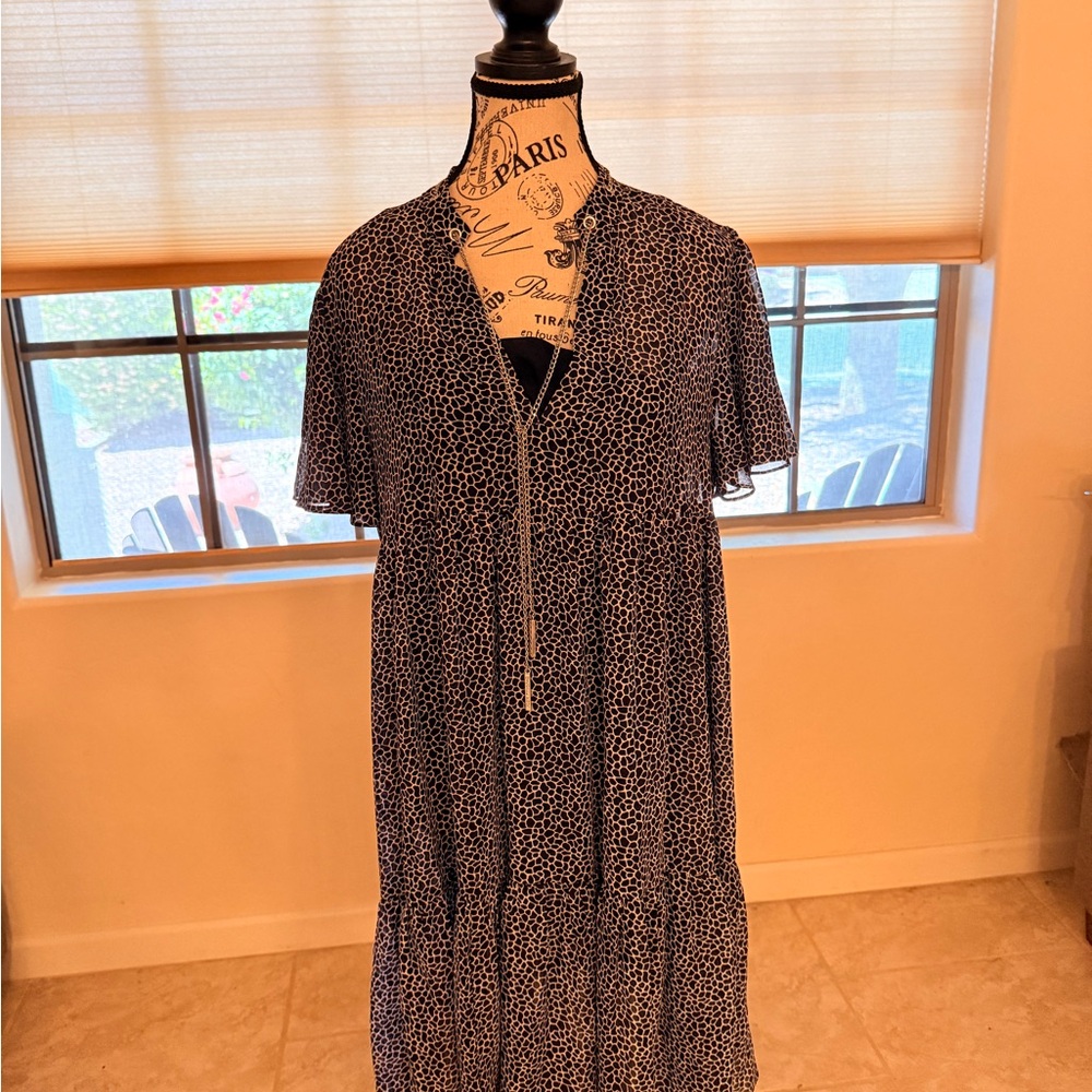 Michael /Michael Kors black and white print babydoll dress.